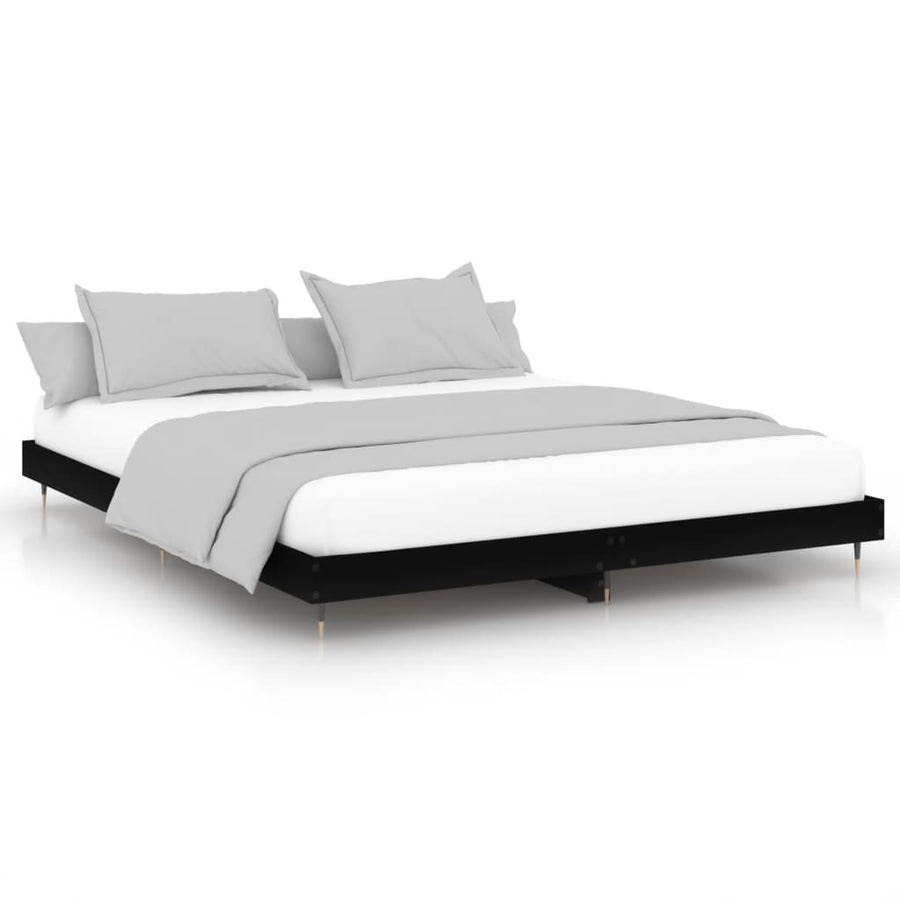Bedframe Massief Hout Zwart 200 x 200 cm