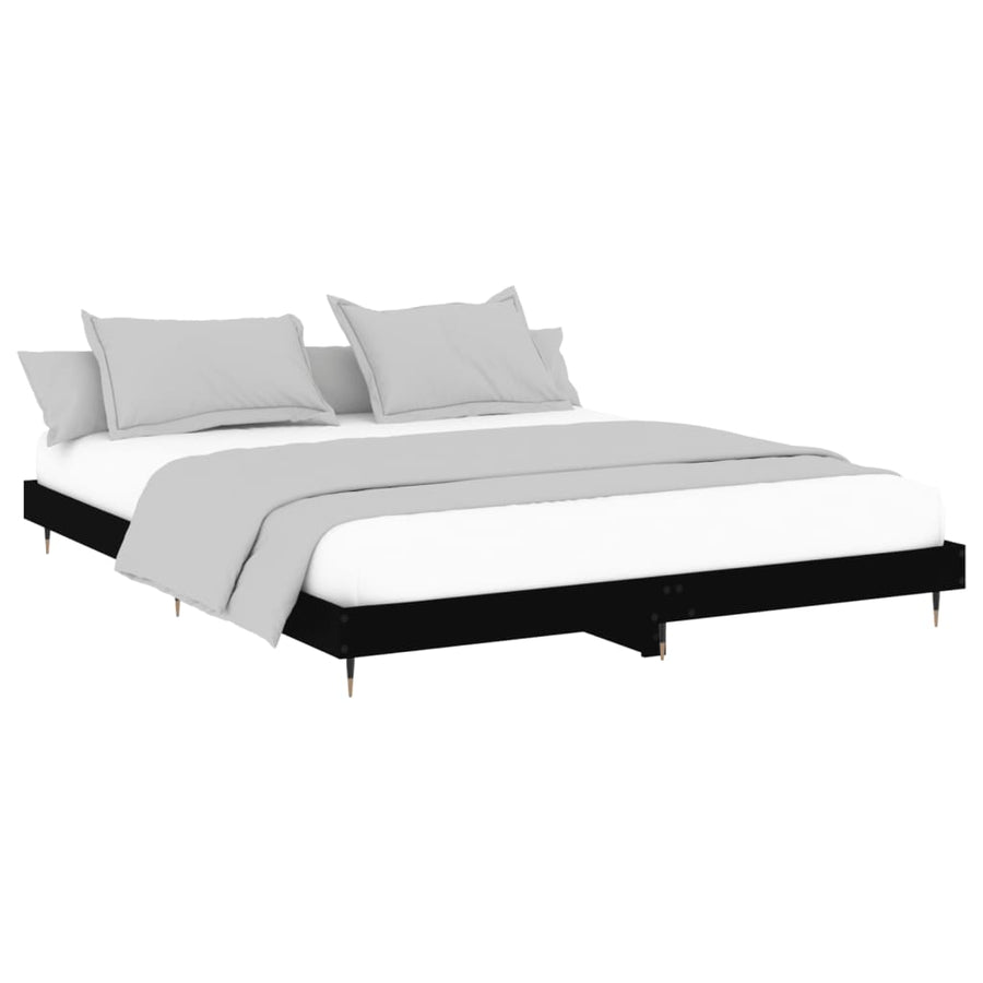 Bedframe Massief Hout Zwart 200 x 200 cm