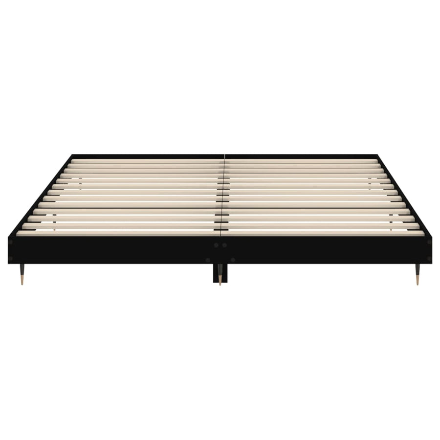 Bedframe Massief Hout Zwart 200 x 200 cm