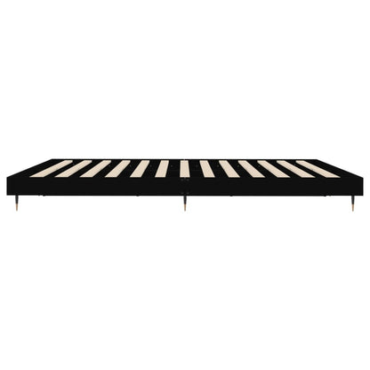 Bedframe Massief Hout Zwart 200 x 200 cm