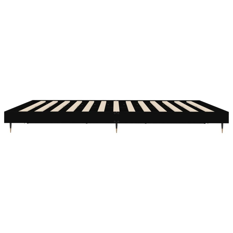 Bedframe Massief Hout Zwart 200 x 200 cm