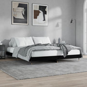 Solid black wooden bed frame 200x200 cm