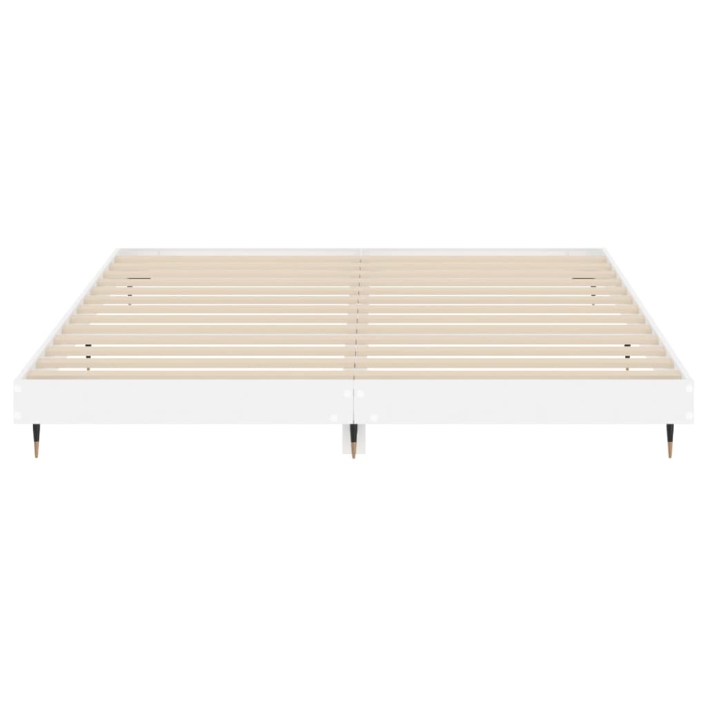 Bedframe Bewerkt Hout Hoogglans Wit 200 x 200 cm