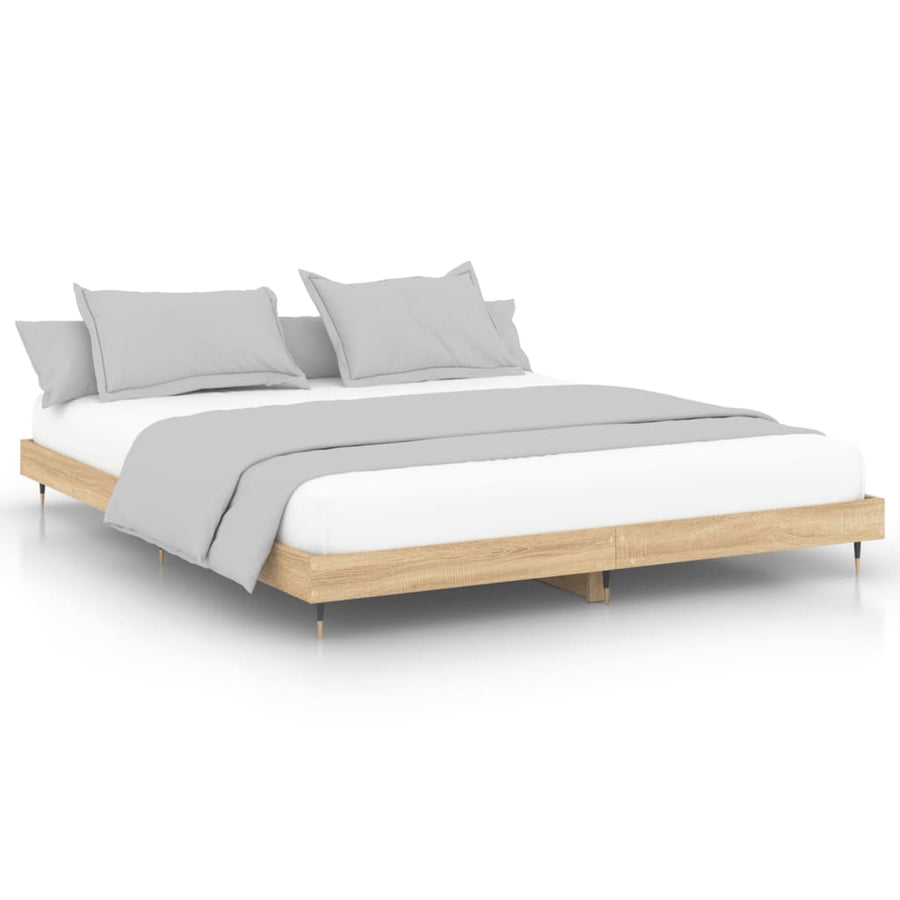 Bedframe Bewerkt Hout Kleurig Sonoma Eiken 200 x 200 cm