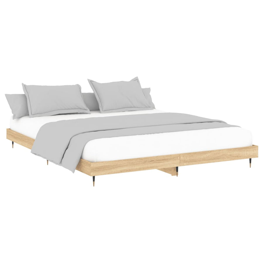 Bedframe Bewerkt Hout Kleurig Sonoma Eiken 200 x 200 cm