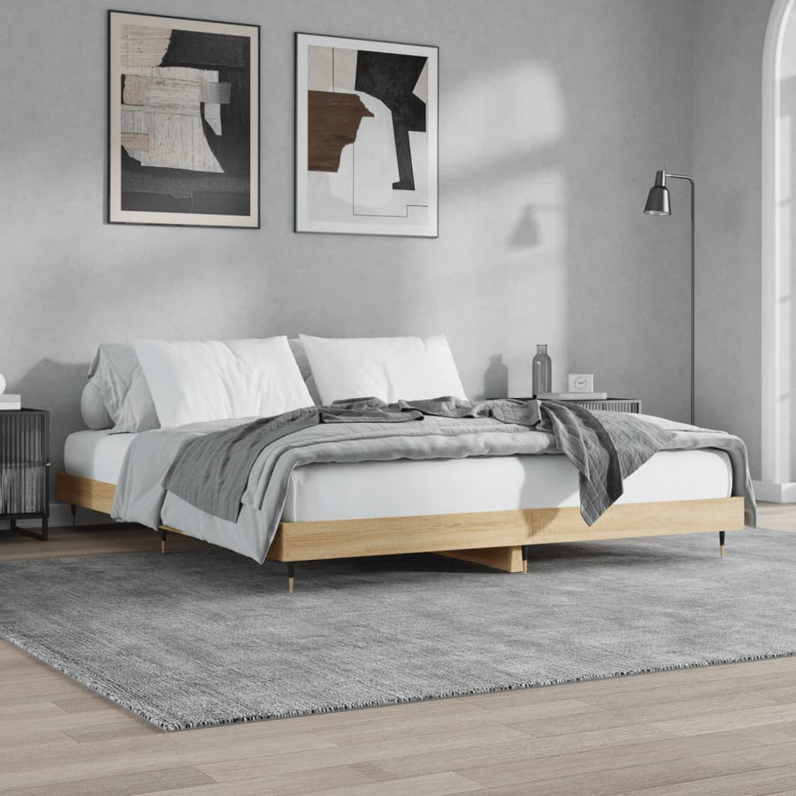 Bedframe Bewerkt Hout Kleurig Sonoma Eiken 200 x 200 cm