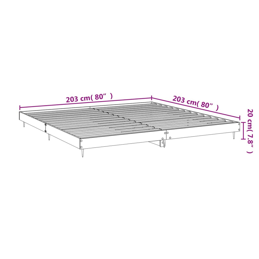 Bedframe Bewerkt Hout Betongrijs 200 x 200 cm