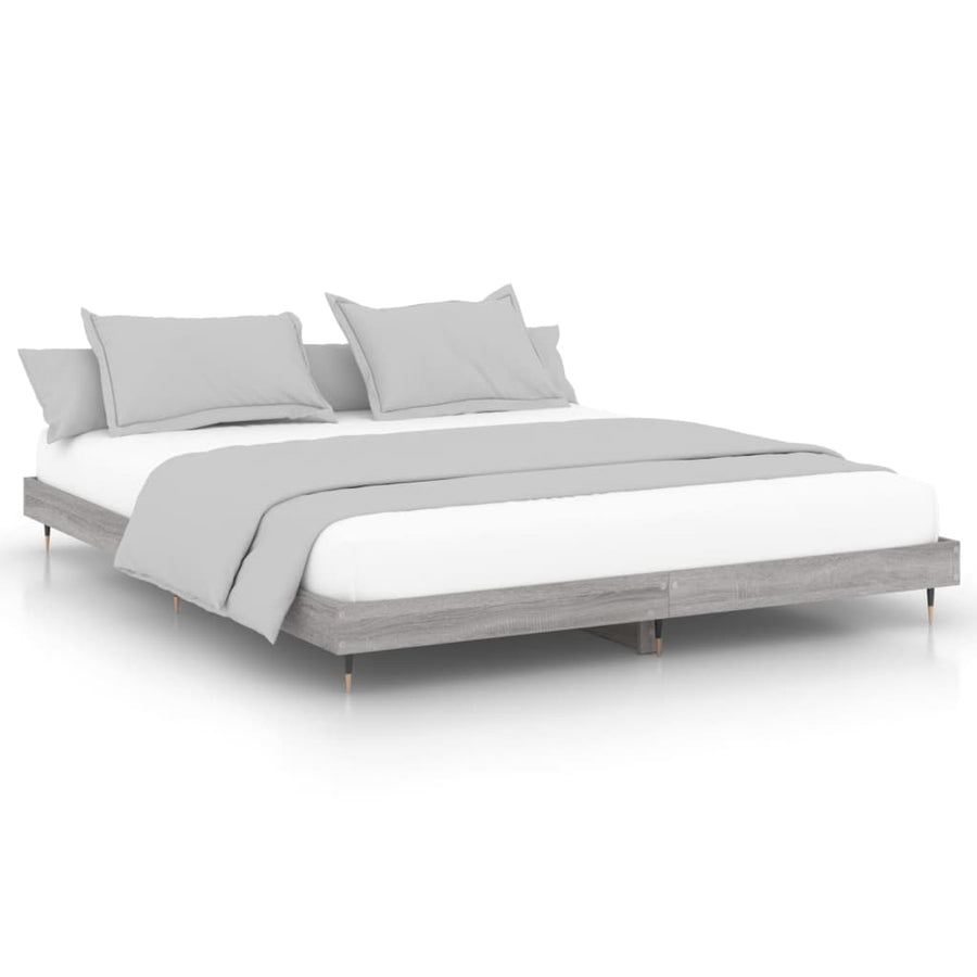 Bedframe Bewerkt Hout Eikenkleurig Grijs Sonoma 200 x 200 cm