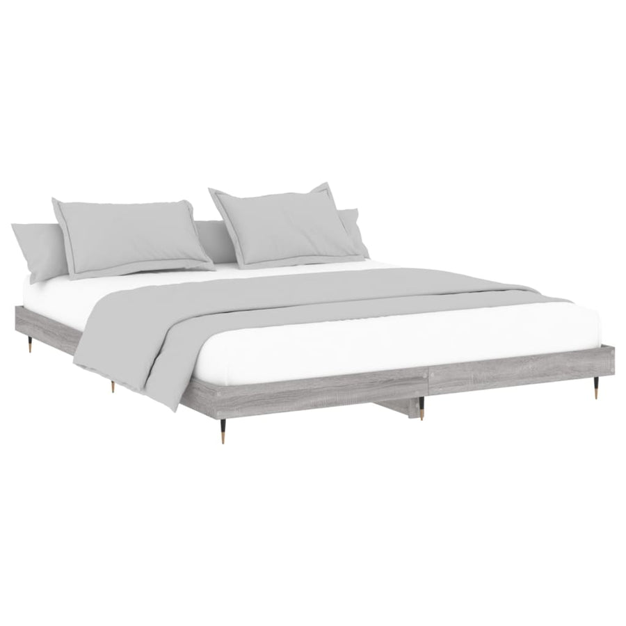 Bedframe Bewerkt Hout Eikenkleurig Grijs Sonoma 200 x 200 cm