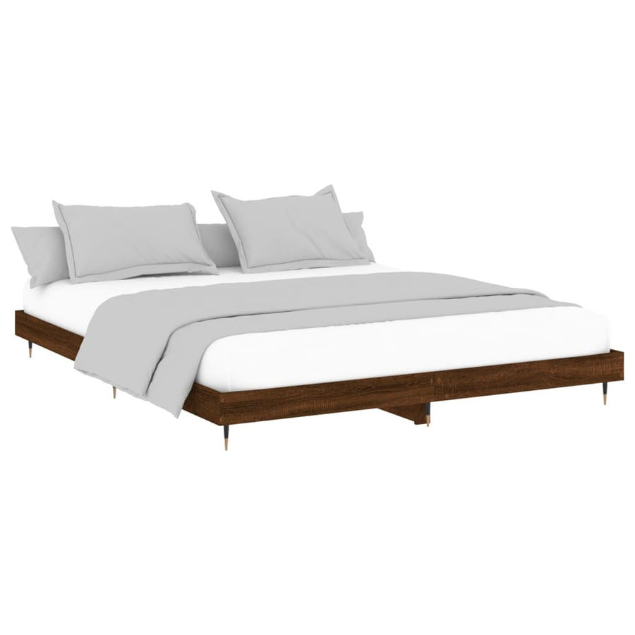 Bedframe Bewerkt Hout Bruin Eikenkleur Bruineiken 200 x 200 cm