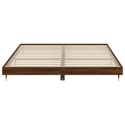 Bedframe Bewerkt Hout Bruin Eikenkleur Bruineiken 200 x 200 cm