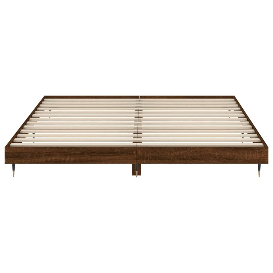 Bedframe Bewerkt Hout Bruin Eikenkleur Bruineiken 200 x 200 cm