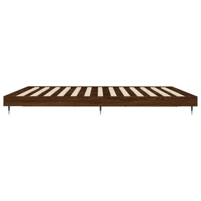 Bedframe Bewerkt Hout Bruin Eikenkleur Bruineiken 200 x 200 cm