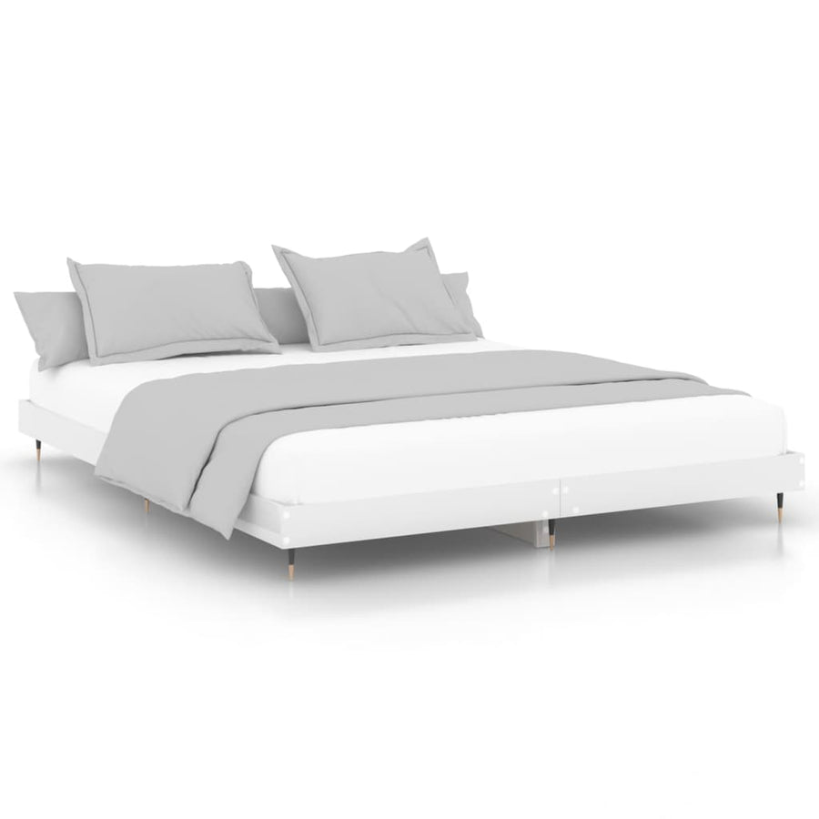 Bedframe Bewerkt Hout Hoogglans Wit 160 x 200 cm