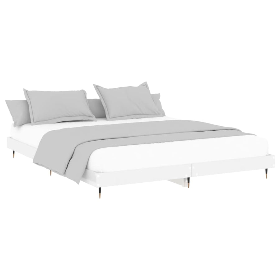 Bedframe Bewerkt Hout Hoogglans Wit 160 x 200 cm