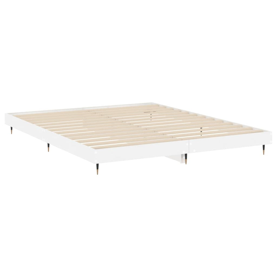 Bedframe Bewerkt Hout Hoogglans Wit 160 x 200 cm