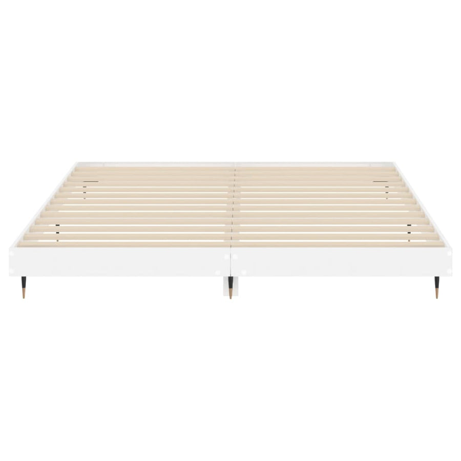 Bedframe Bewerkt Hout Hoogglans Wit 160 x 200 cm
