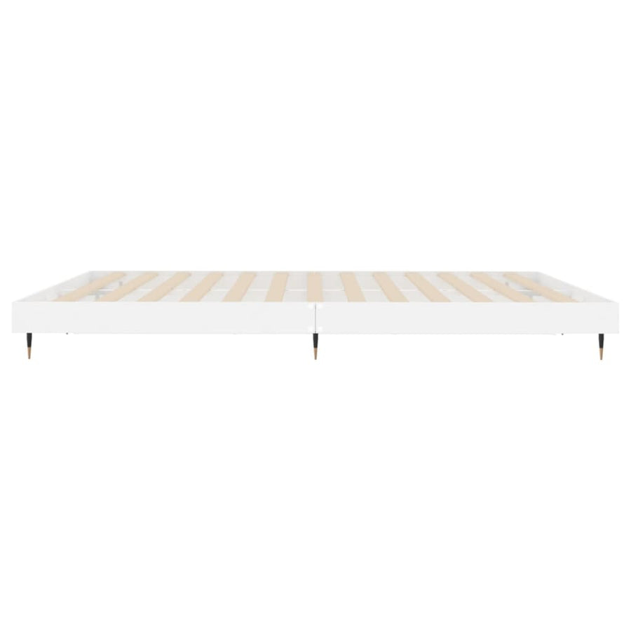 Bedframe Bewerkt Hout Hoogglans Wit 160 x 200 cm