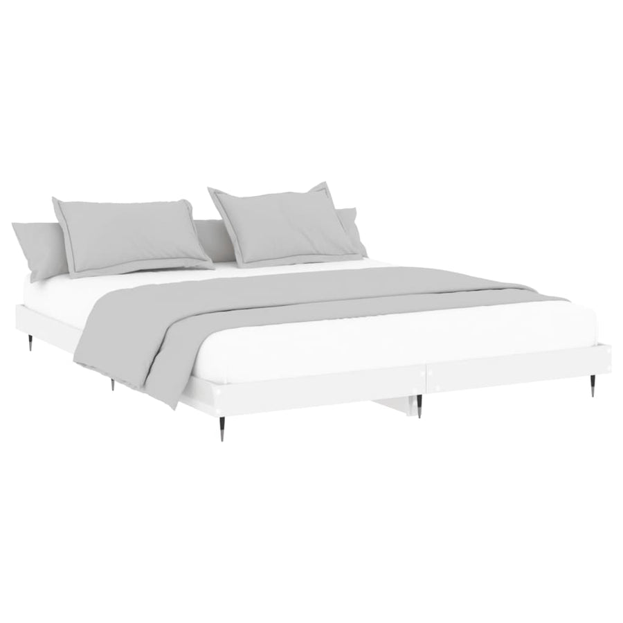 Bedframe Bewerkt Hout Hoogglans Wit 140 x 200 cm