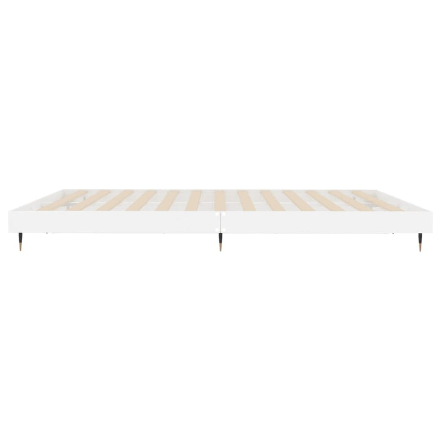 Bedframe Bewerkt Hout Hoogglans Wit 140 x 200 cm