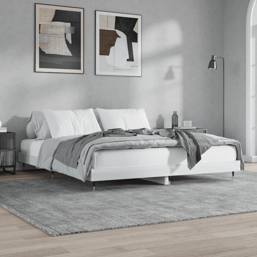 Bedframe Bewerkt Hout Hoogglans Wit 140 x 200 cm