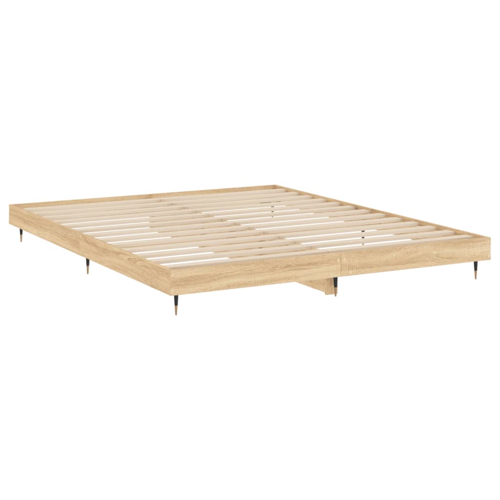 Bedframe Bewerkt Hout Kleurig Sonoma Eiken 140 x 200 cm