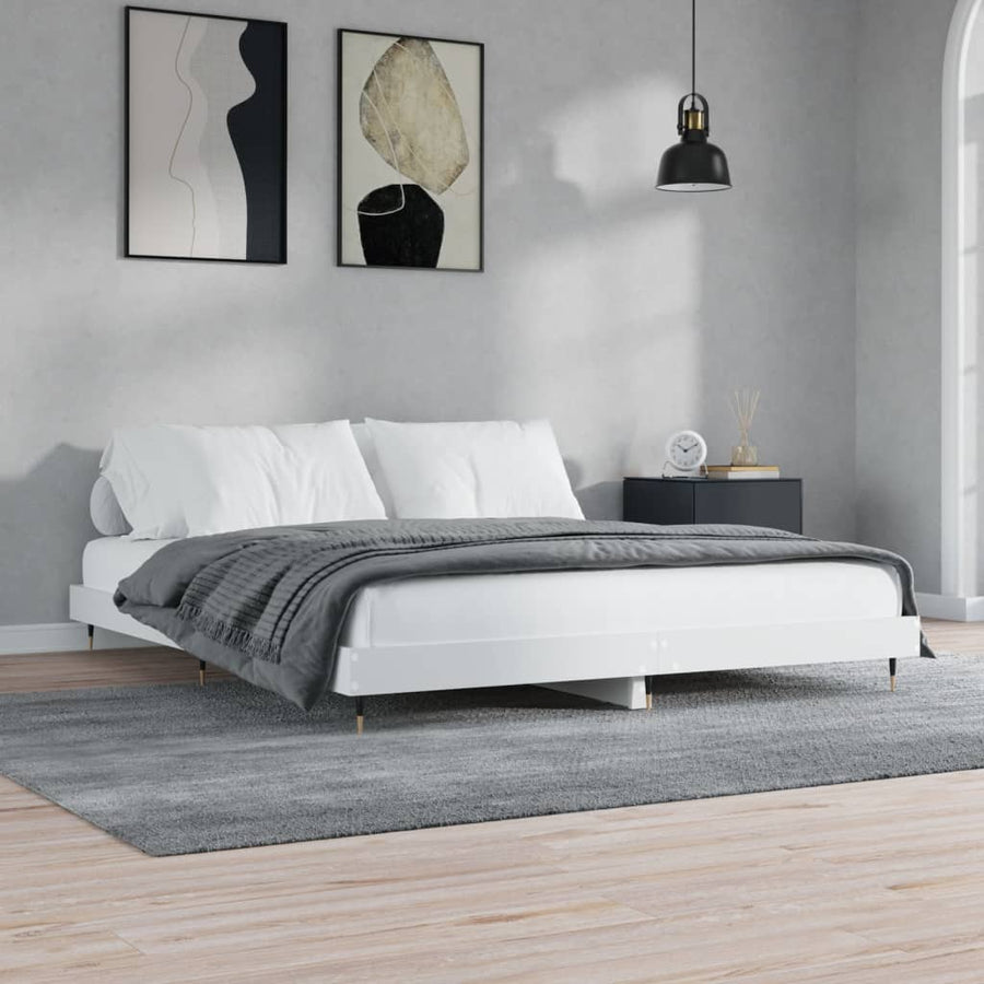 Bedframe Led Massief Hout Wit 120 x 200 cm