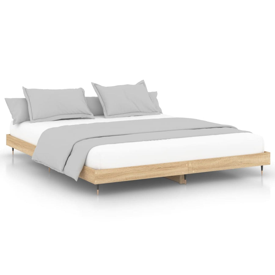 Bedframe Bewerkt Hout Kleurig Sonoma Eiken 120 x 200 cm