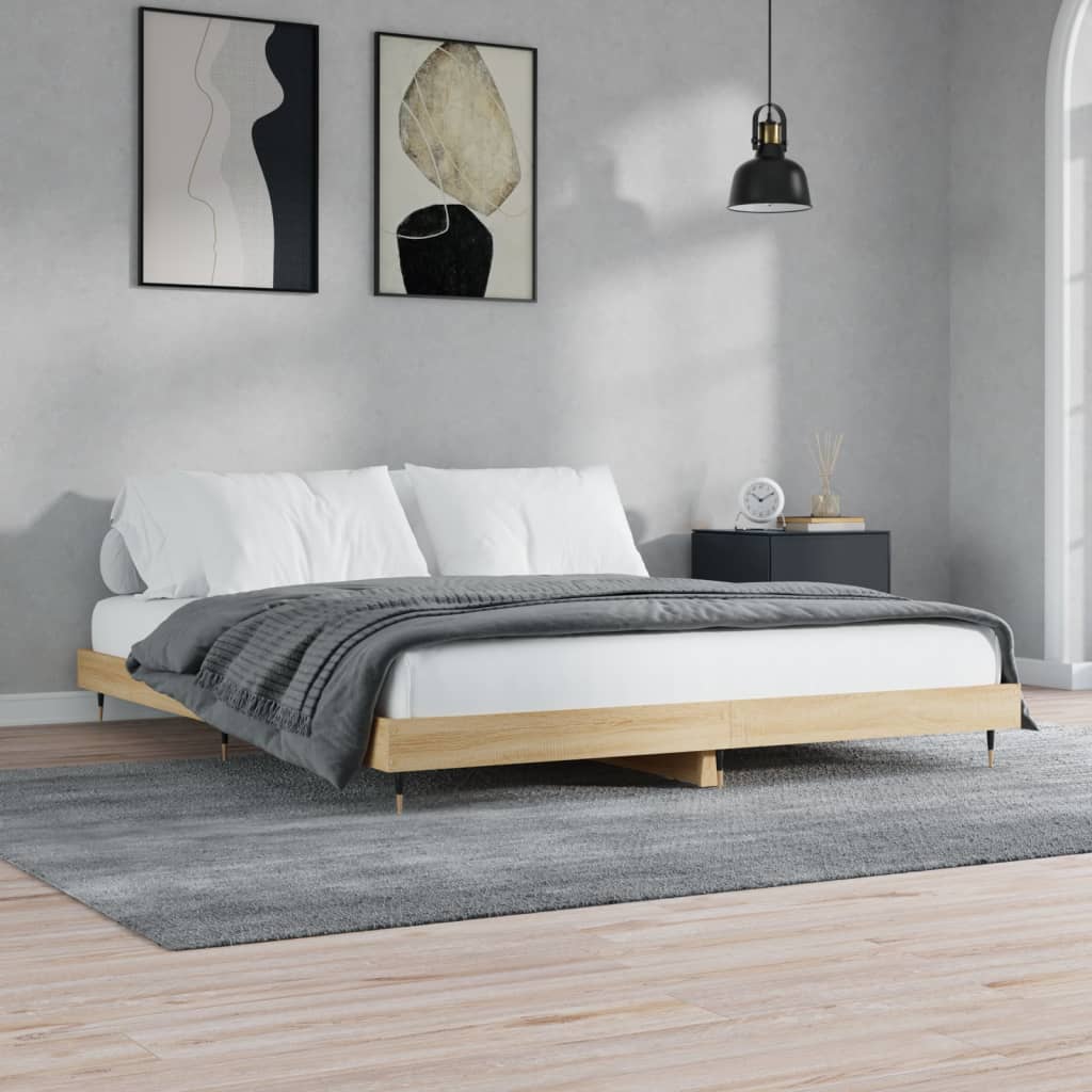 Bedframe Bewerkt Hout Kleurig Sonoma Eiken 120 x 200 cm