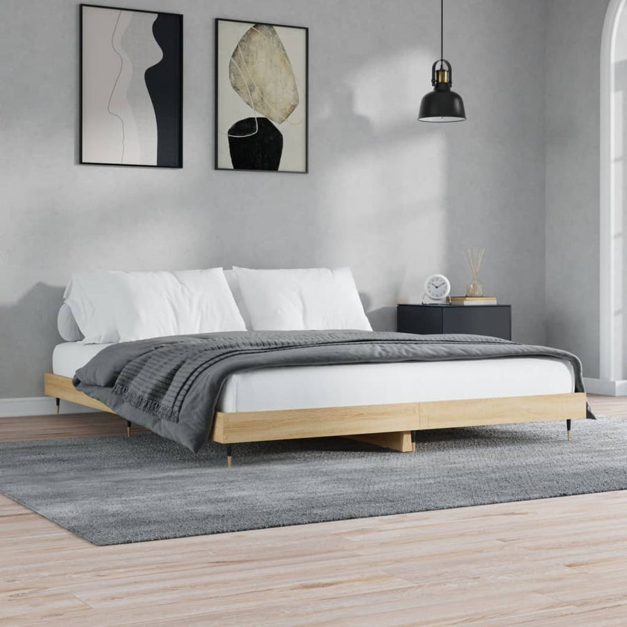 Bedframe Bewerkt Hout Kleurig Sonoma Eiken 120 x 200 cm