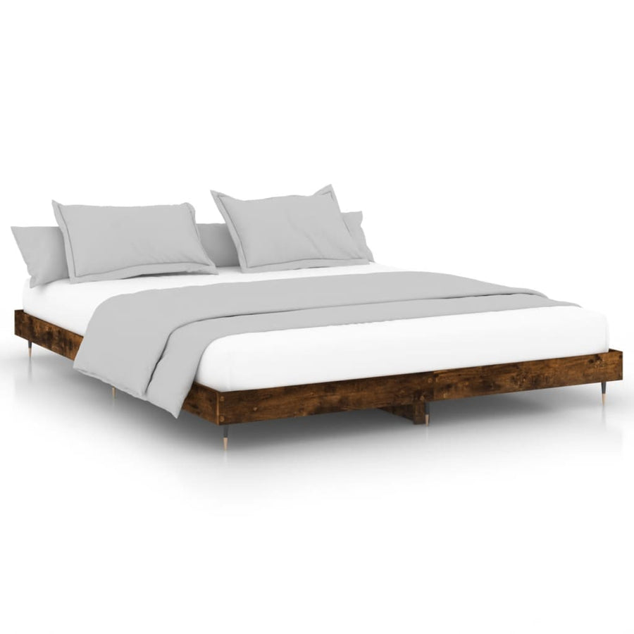 Bedframe Bewerkt Hout Kleurig Gerookt Eiken 120 x 200 cm