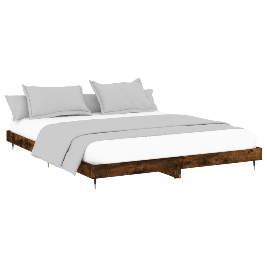 Bedframe Bewerkt Hout Kleurig Gerookt Eiken 120 x 200 cm