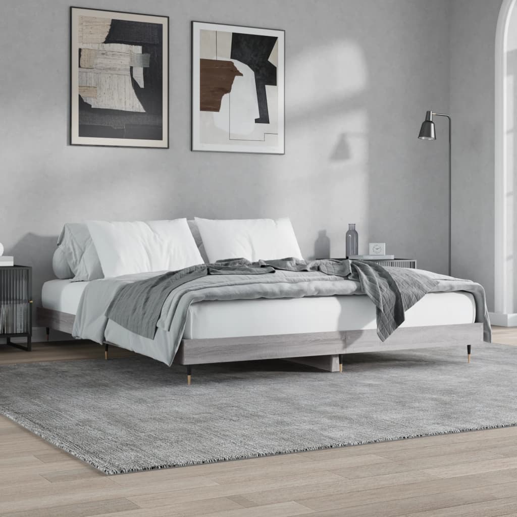 Bedframe Bewerkt Hout Eikenkleurig Grijs Sonoma 120 x 200 cm