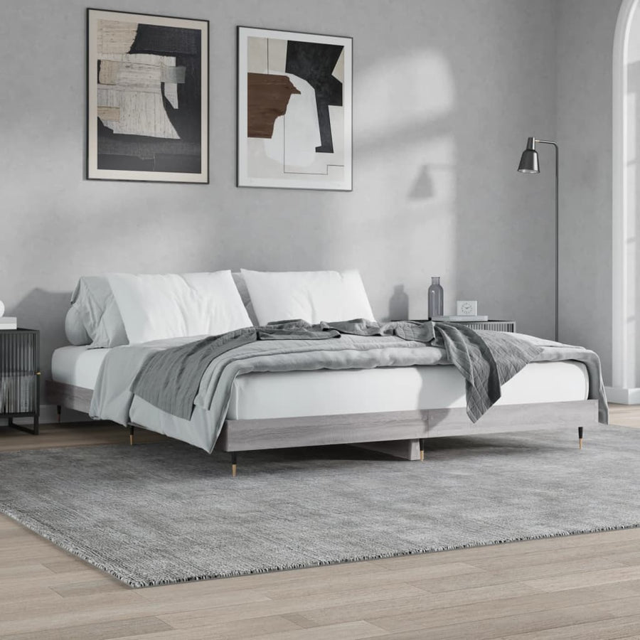 Bedframe Bewerkt Hout Eikenkleurig Grijs Sonoma 120 x 200 cm
