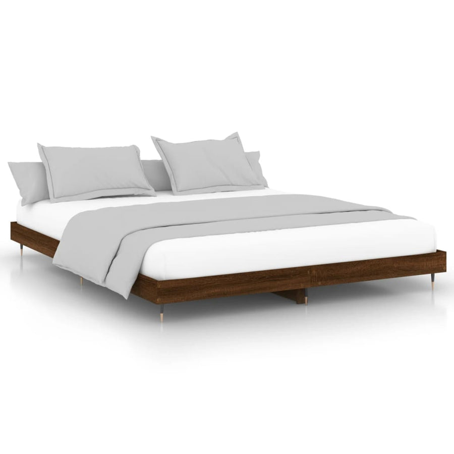 Bedframe Bewerkt Hout Bruin Eikenkleur Bruineiken 120 x 200 cm
