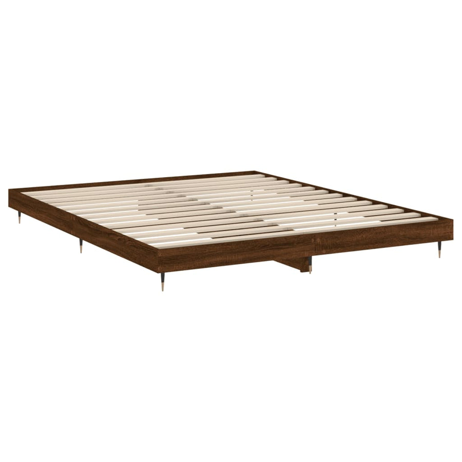Bedframe Bewerkt Hout Bruin Eikenkleur Bruineiken 120 x 200 cm