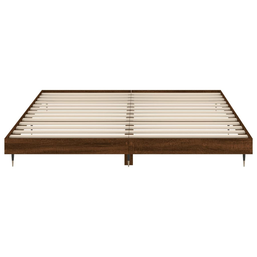 Bedframe Bewerkt Hout Bruin Eikenkleur Bruineiken 120 x 200 cm