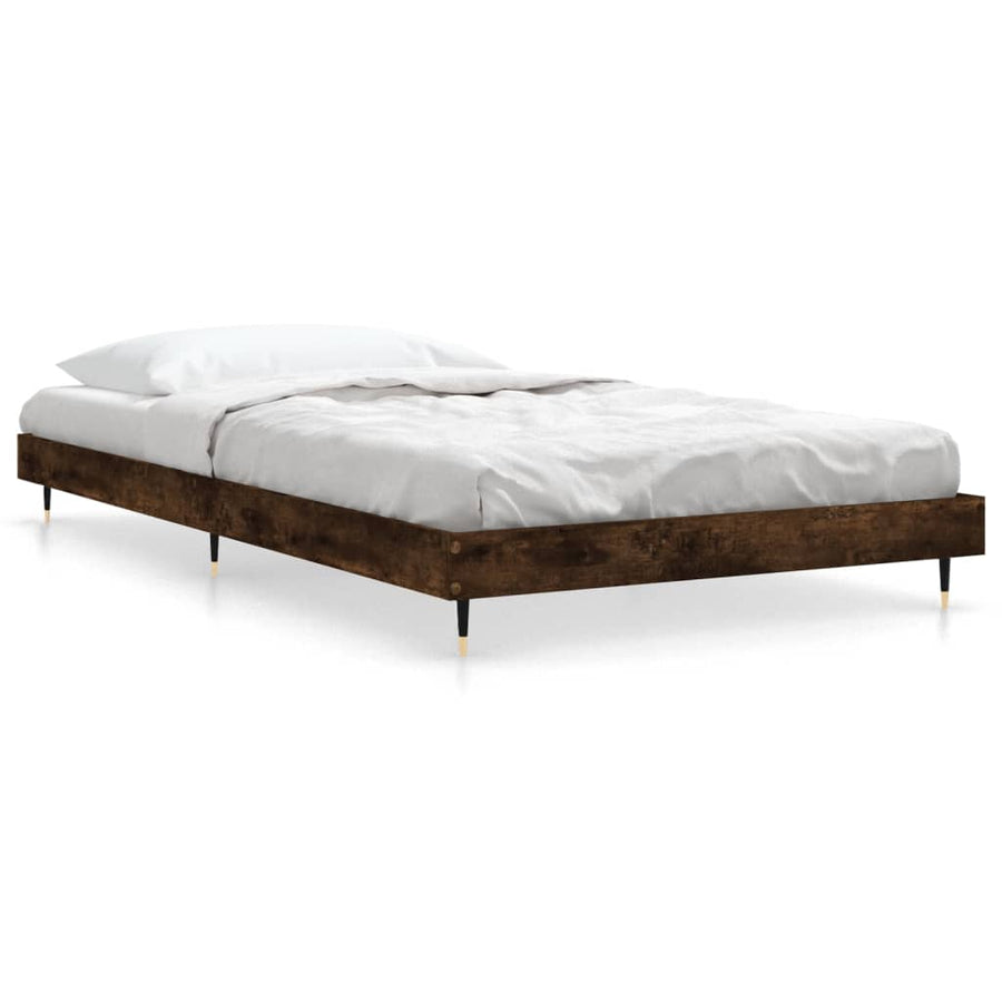 Bedframe Bewerkt Hout Kleurig Gerookt Eiken 100 x 200 cm