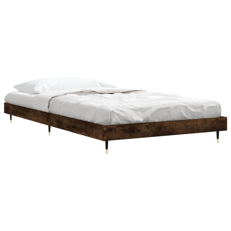 Bedframe Bewerkt Hout Kleurig Gerookt Eiken 100 x 200 cm