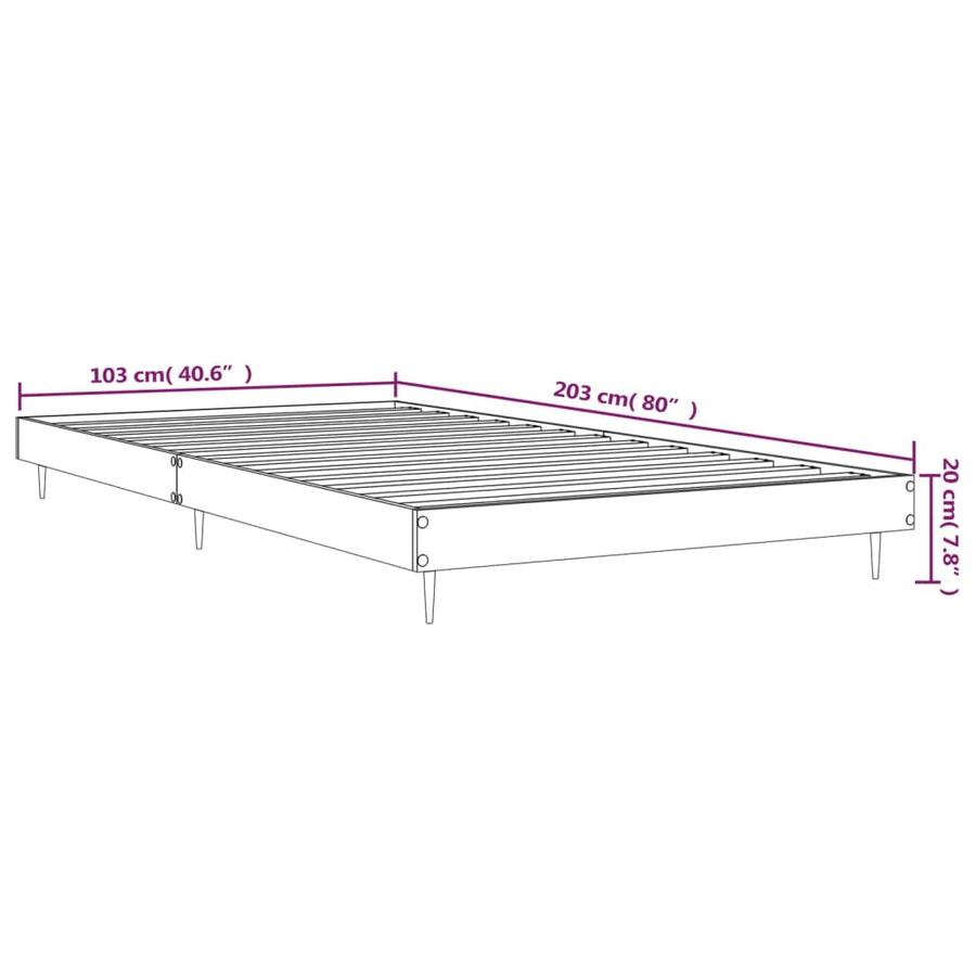 Bedframe Bewerkt Hout Kleurig Gerookt Eiken 100 x 200 cm