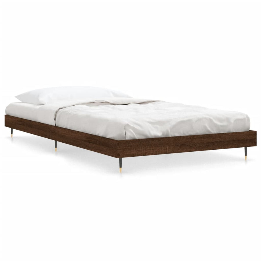 Bedframe Bewerkt Hout Bruin Eikenkleur Bruineiken 100 x 200 cm
