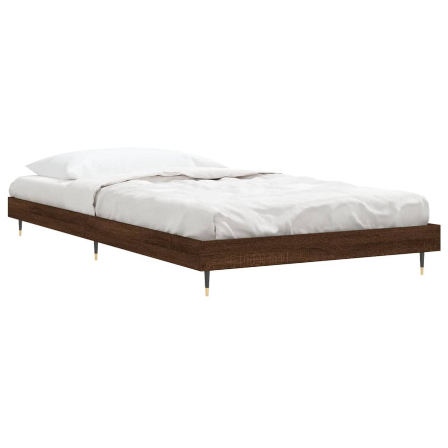 Bedframe Bewerkt Hout Bruin Eikenkleur Bruineiken 100 x 200 cm