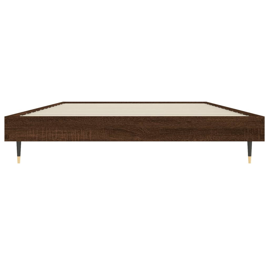 Bedframe Bewerkt Hout Bruin Eikenkleur Bruineiken 100 x 200 cm