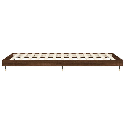 Bedframe Bewerkt Hout Bruin Eikenkleur Bruineiken 100 x 200 cm