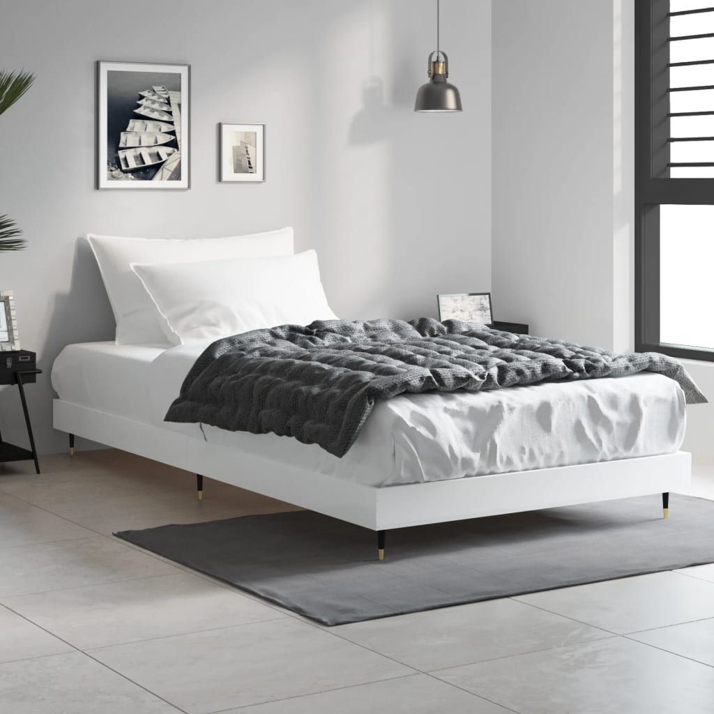 Bedframe Bewerkt Hout Wit 90 x 200 cm