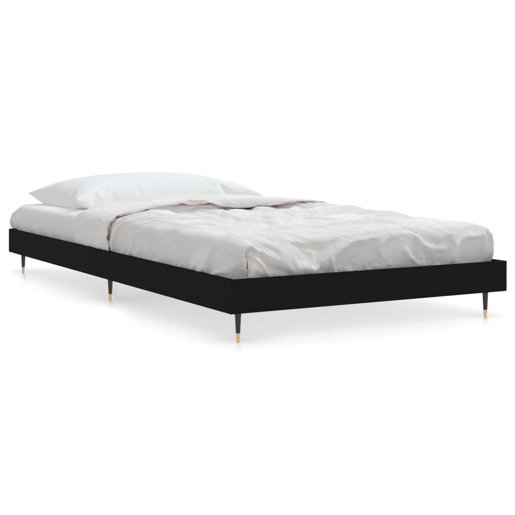 Bedframe Bewerkt Hout Zwart 90 x 200 cm