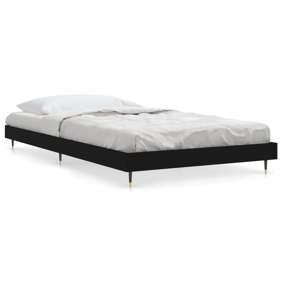 Bedframe Bewerkt Hout Zwart 90 x 200 cm