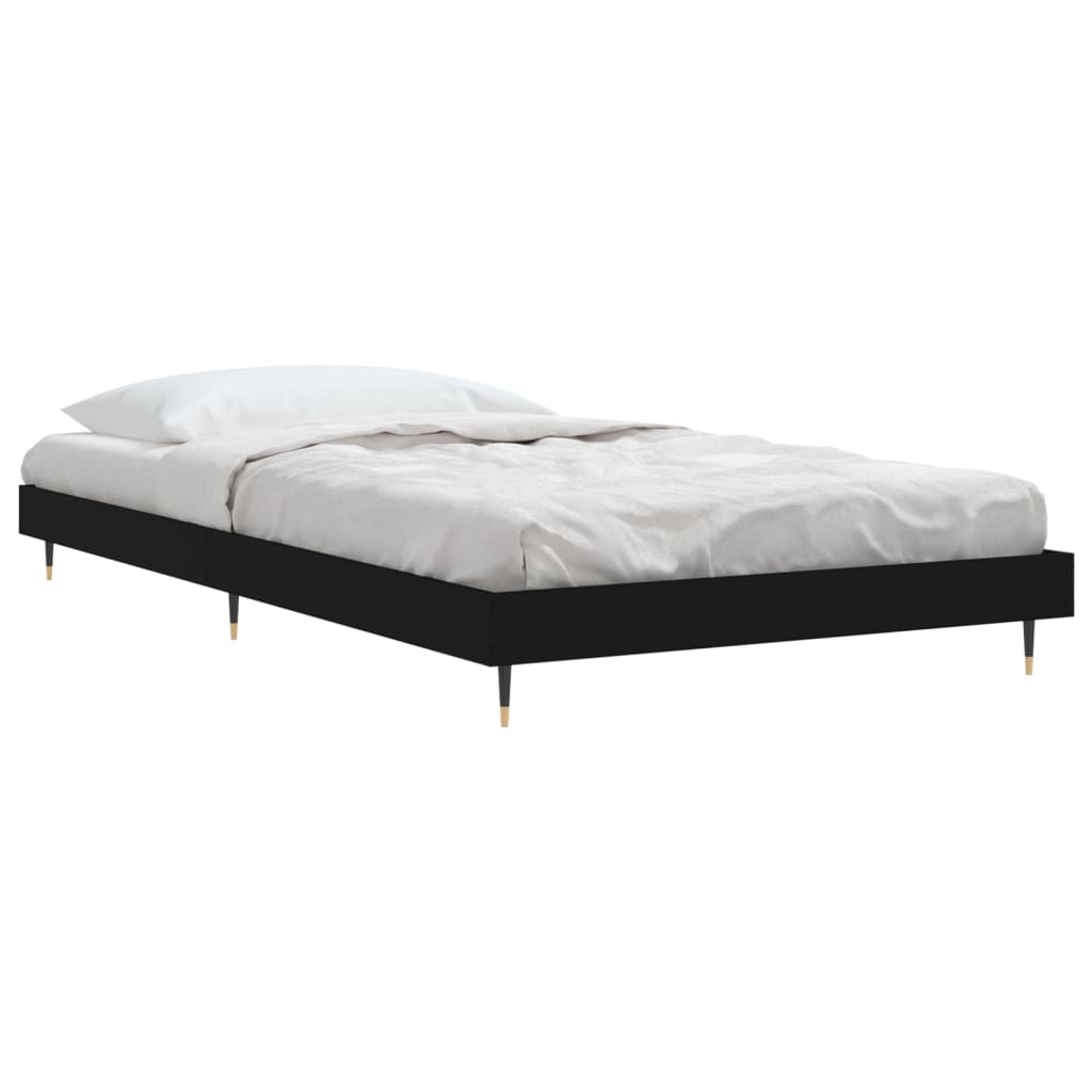 Bedframe Bewerkt Hout Zwart 90 x 200 cm