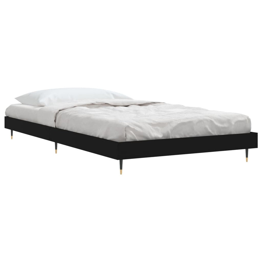 Bedframe Bewerkt Hout Zwart 90 x 200 cm