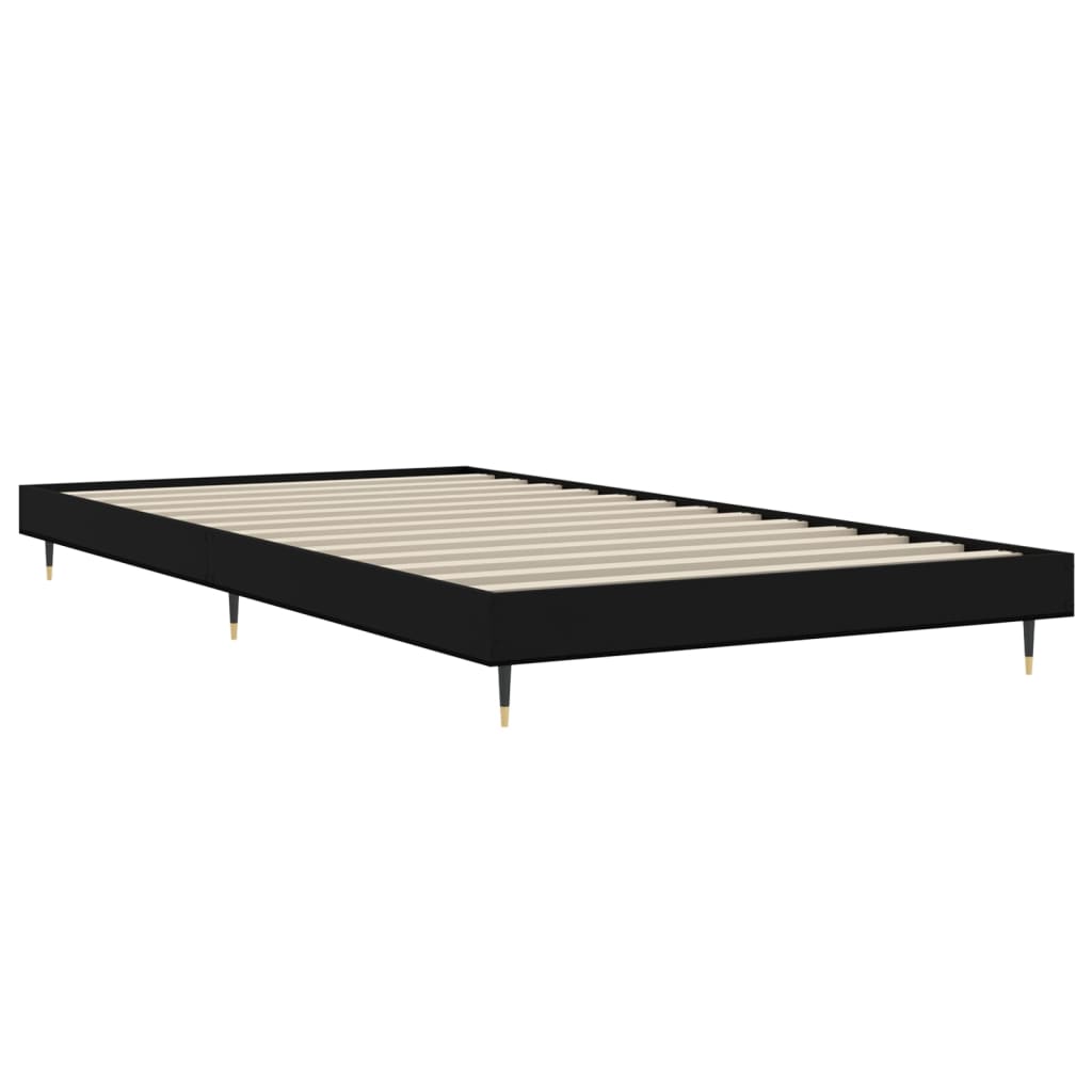 Bedframe Bewerkt Hout Zwart 90 x 200 cm